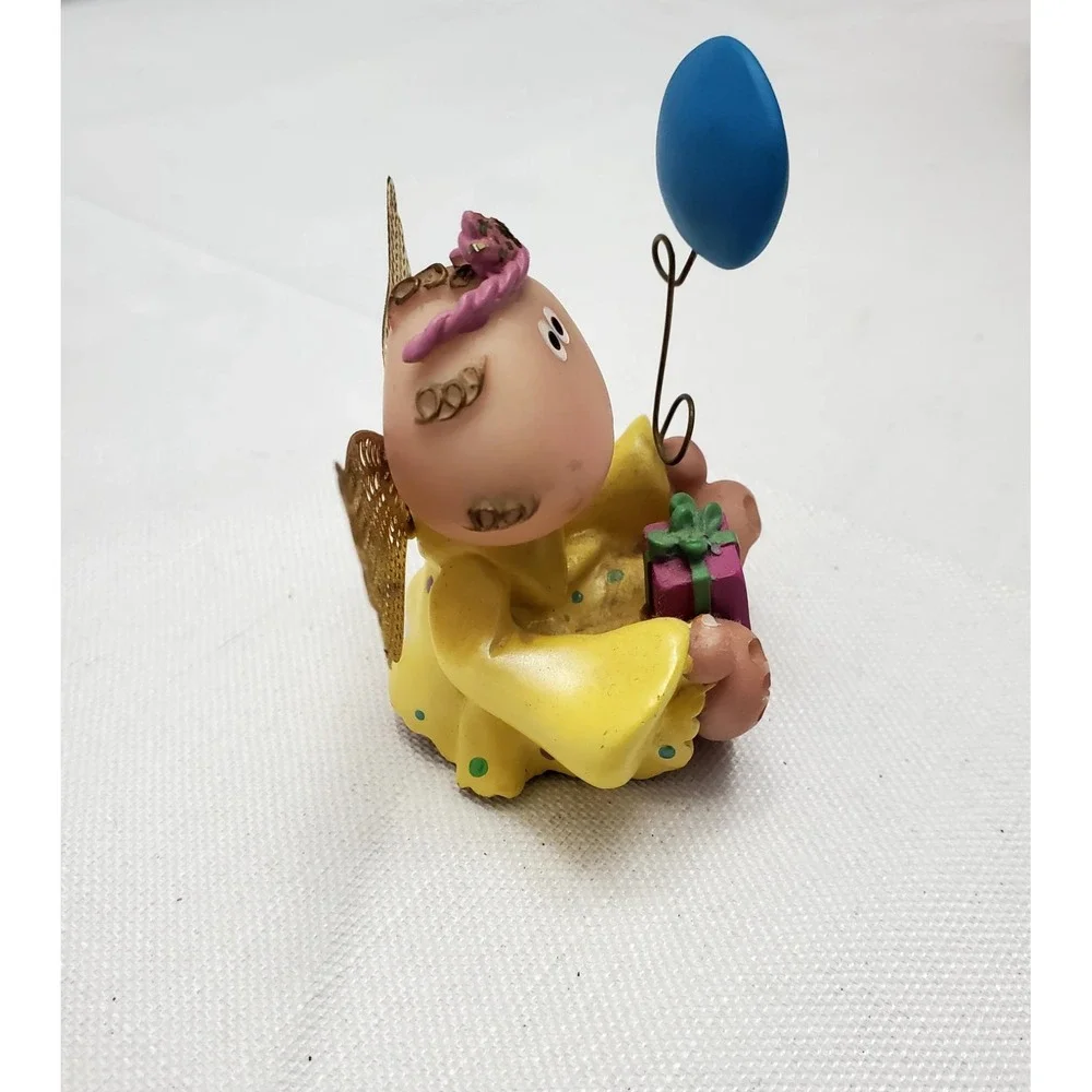 Angel Cheeks Figurine Happy Birthday W/ Blue Balloon Russ‎ Kirk VGC